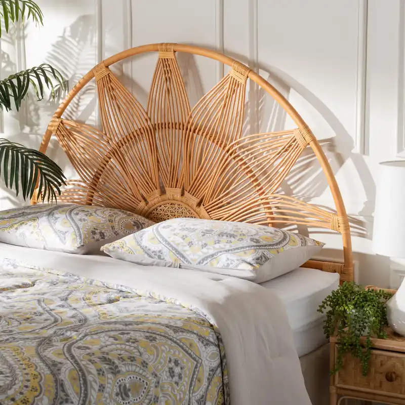 Baxton Studio bali & pari Jasmine Modern Bohemian Natural Rattan Queen While Supplies Last