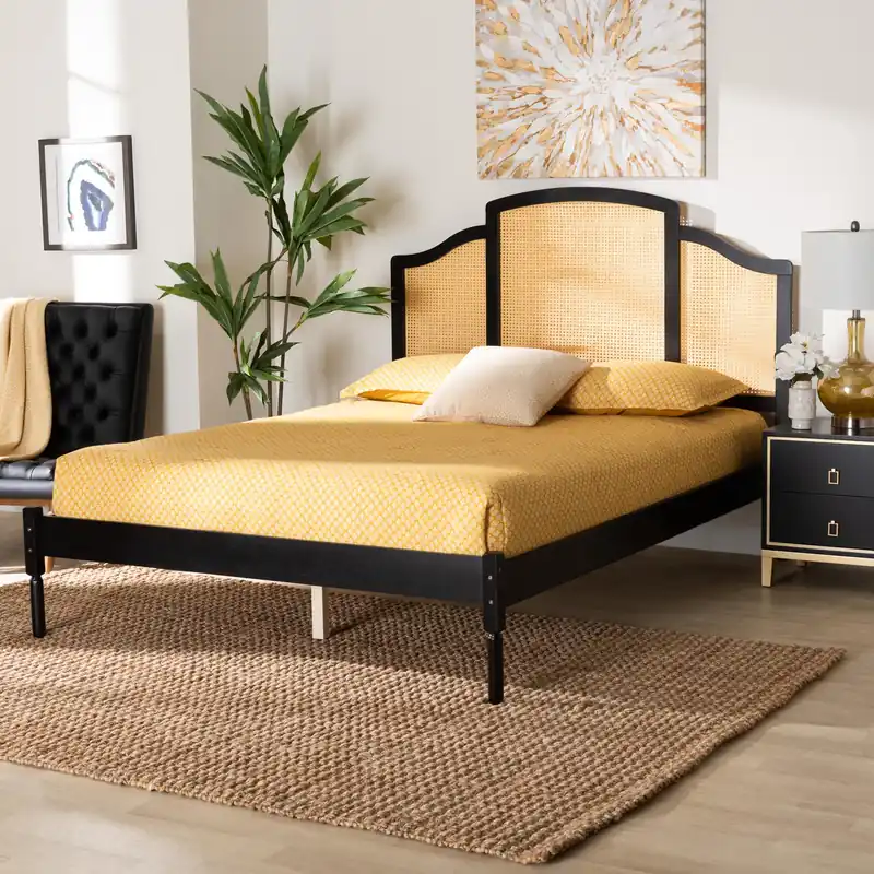 Baxton Studio Librina Classic and Traditional Black Finished Wood Quee Clearance