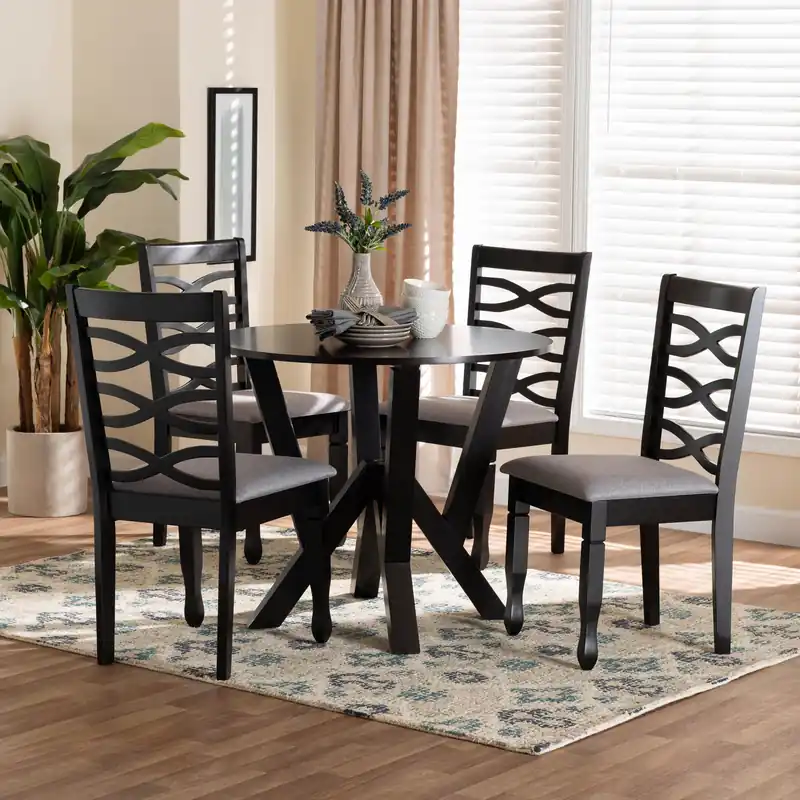 Save Now Baxton Studio Ariane Modern Grey Fabric and Dark Brown Finished Wood 5