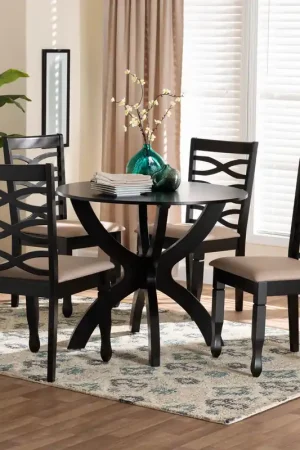 Baxton Studio Aspen Modern Sand Fabric and Dark Brown Finished Wood 5- Professional Grade