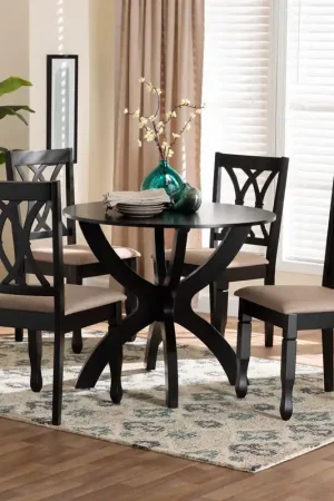 Baxton Studio April Modern Sand Fabric and Dark Brown Finished Wood 5- Bargain
