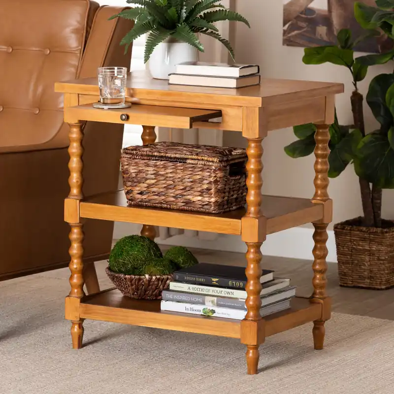 Baxton Studio Imogene Retro-Modern Walnut Brown Finished Wood End Tabl Bulk Order