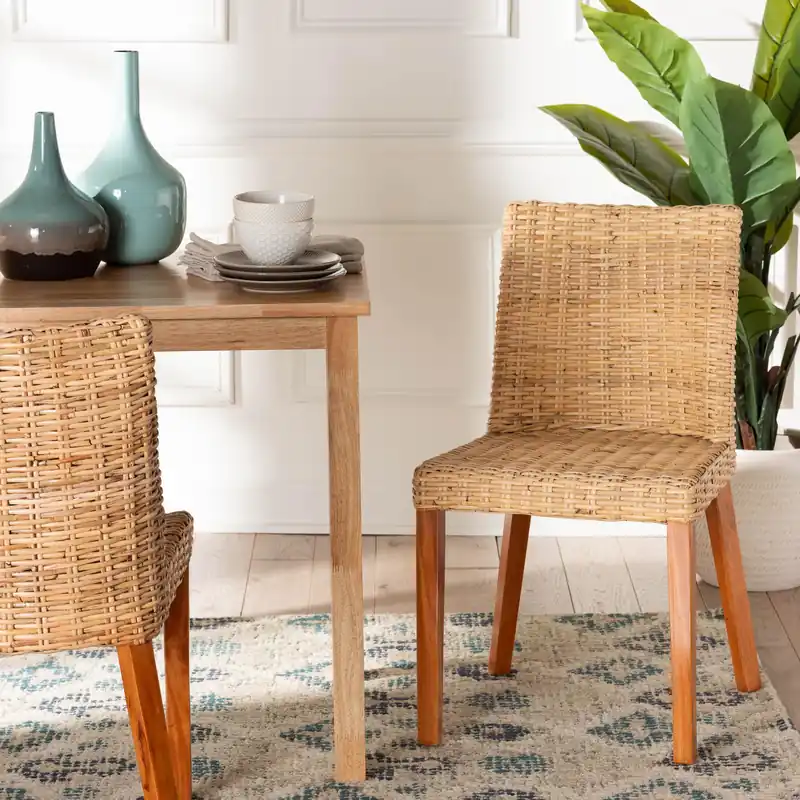 Genuine Baxton Studio bali & pari Rowen Bohemian Light Honey Kubu Rattan and M