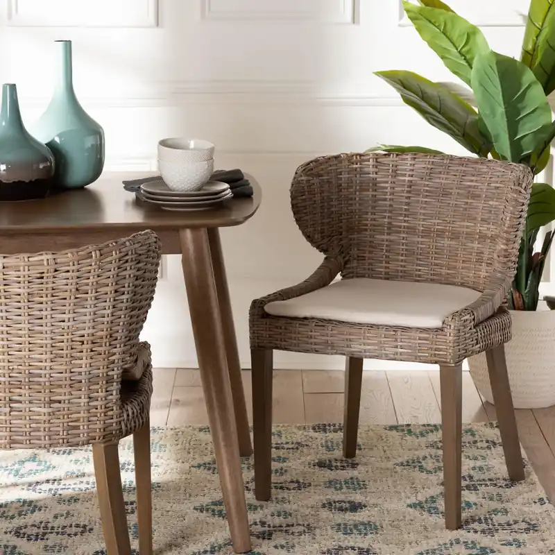 In Demand Baxton Studio bali & pari Niesha Bohemian Grey Natural Kubu Rattan and