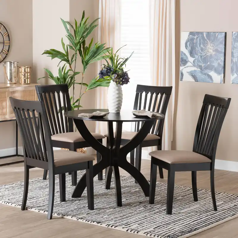 Fresh Stock Baxton Studio Bailey Modern Grey Fabric and Dark Brown Finished Wood 5