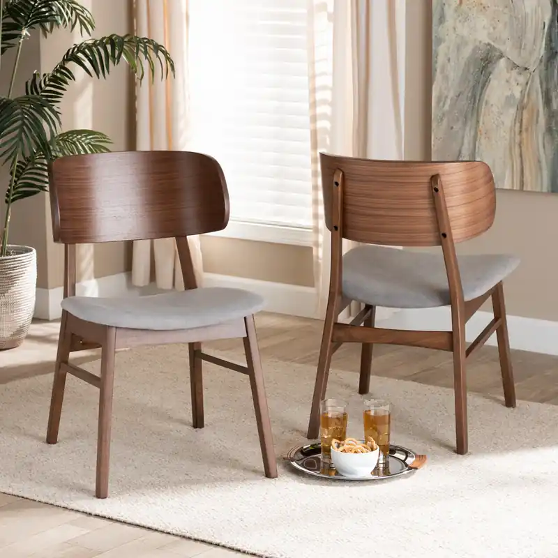 Baxton Studio Alston Mid-Century Modern Grey Fabric Upholstered and Wa Sale