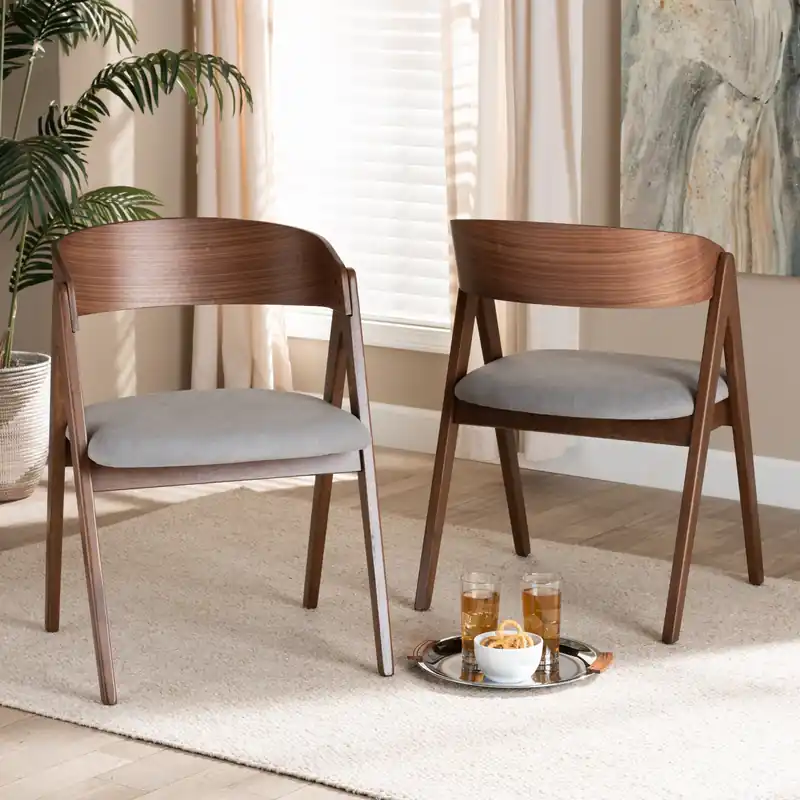 Baxton Studio Danton Mid-Century Modern Grey Fabric Upholstered and Wa Mega Sale