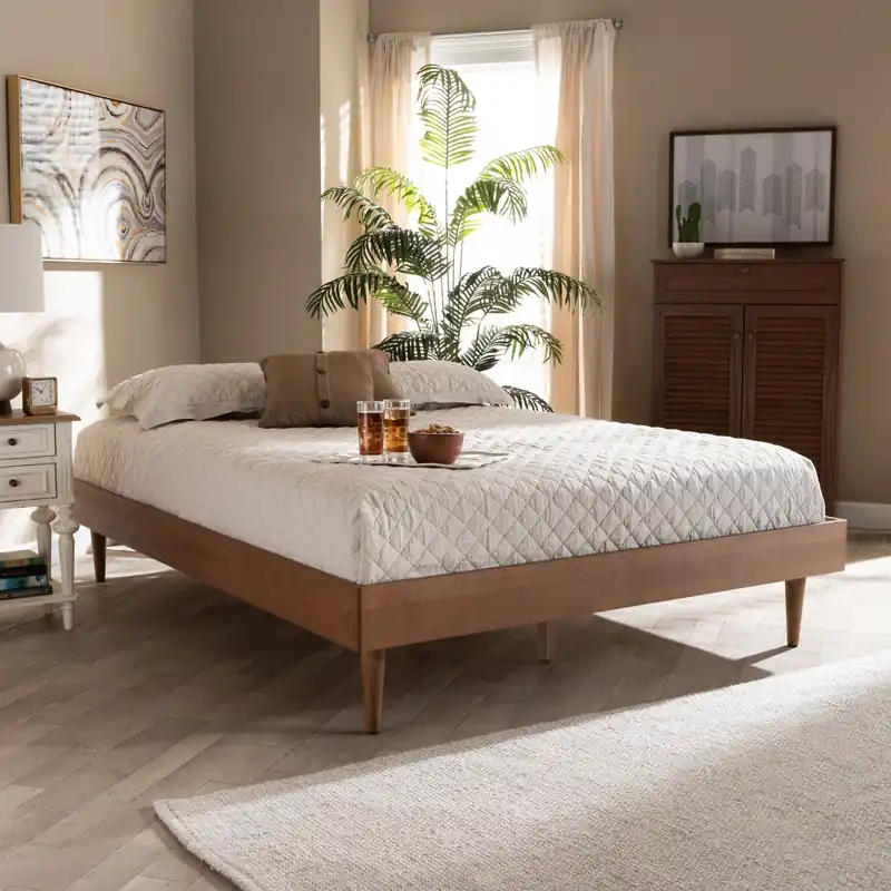 Baxton Studio Rina Mid-Century Modern Ash Wanut Finished Queen Size Wo Buy Online