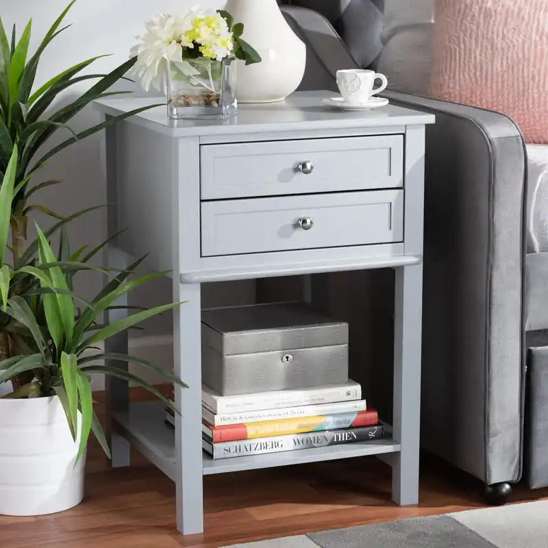 Baxton Studio Willow Modern Transitional Light Grey Finished 2-Drawer Exclusive Offer