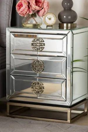 Bargain Baxton Studio Laken Contemporary Glam and Luxe Mirrored and Antique Br