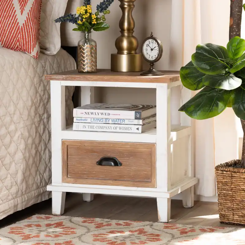 Limited Edition Baxton Studio Glynn Rustic Farmhouse Weathered Two-Tone White and Oak