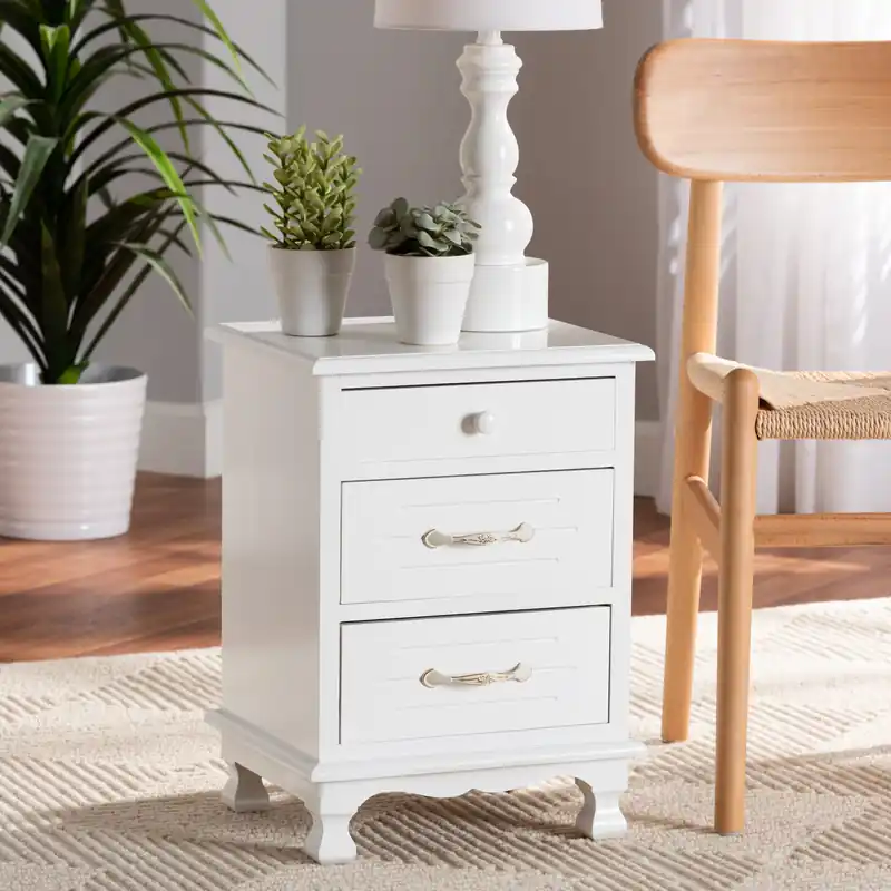 Baxton Studio Layton Classic and Traditional White Finished Wood 3-Dra Best Price