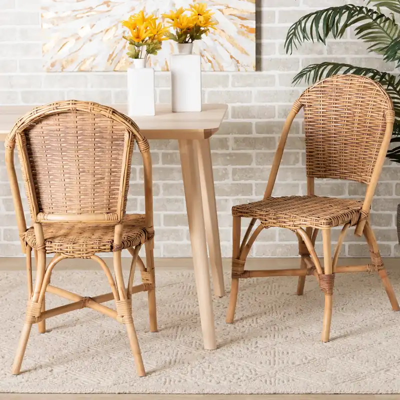 Baxton Studio bali & pari Neola Modern Bohemian Natural Rattan 2-Piece Price Drop