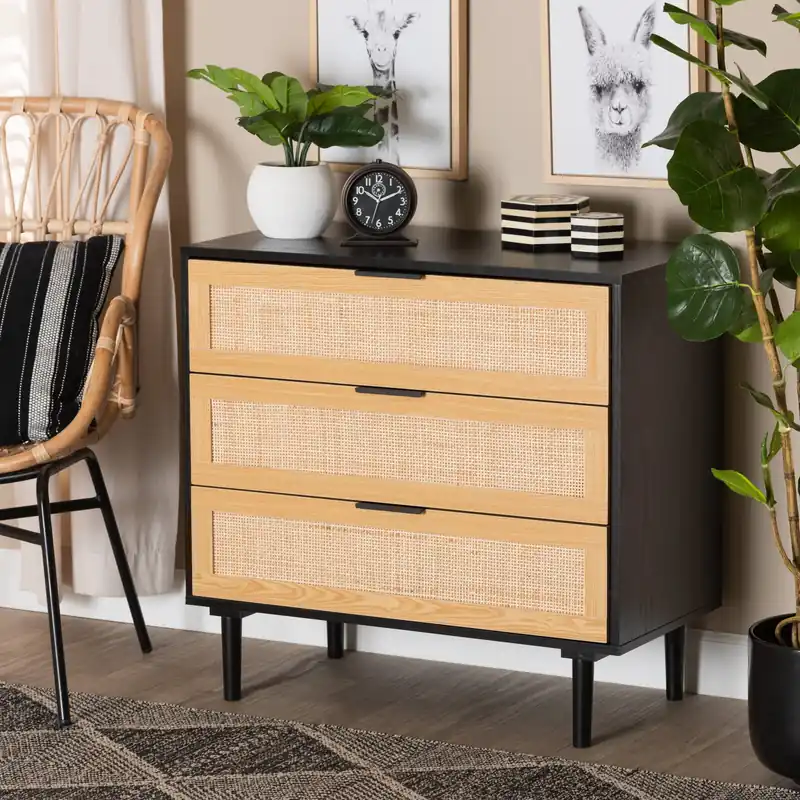Affordable Baxton Studio Maureen Mid-Century Modern Espresso Brown Wood and Ratta