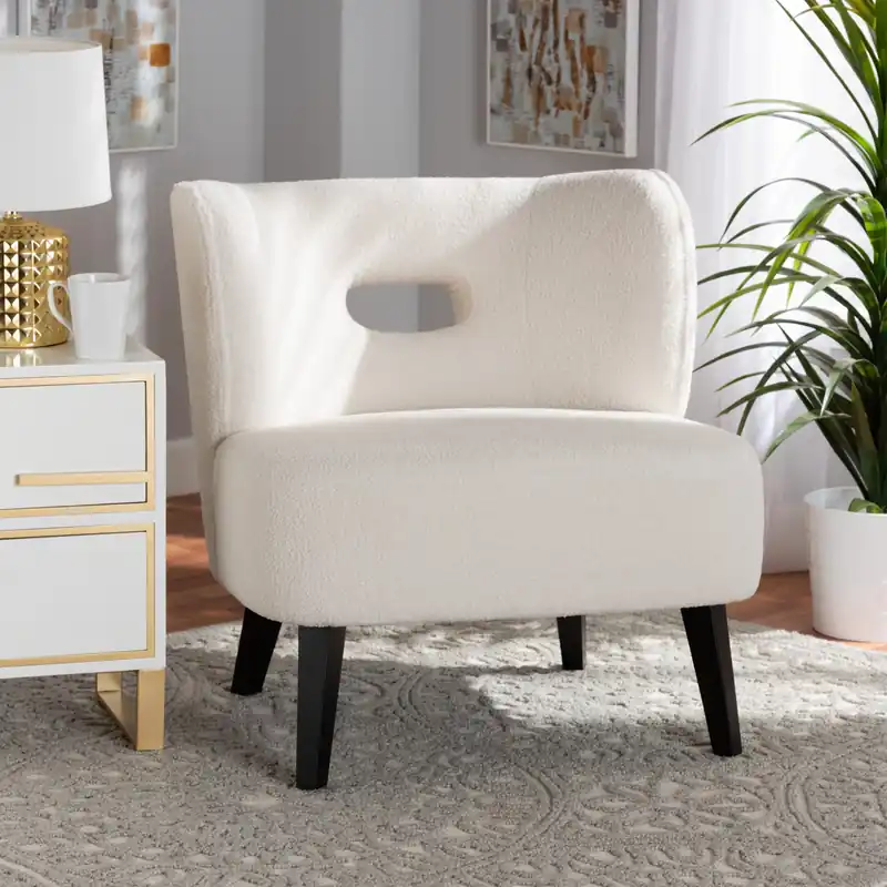 No Minimum Order Baxton Studio Naara Modern and Contemporary Ivory Boucle Upholstered a