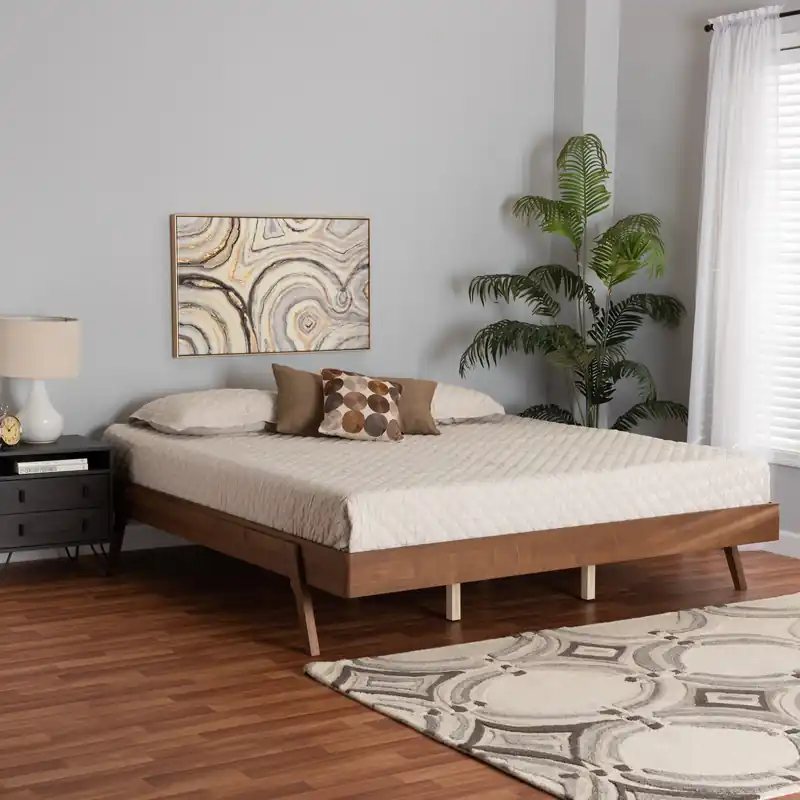 Baxton Studio Sarita Mid-Century Modern Ash Walnut Finished Wood King Cheap