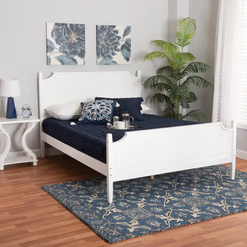 Baxton Studio Mariana Classic and Traditional White Finished Wood Quee Next Day Delivery