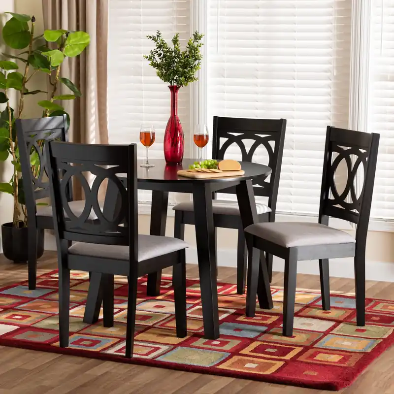 Modern Baxton Studio Louisa Modern Grey Fabric and Dark Brown Finished Wood 5