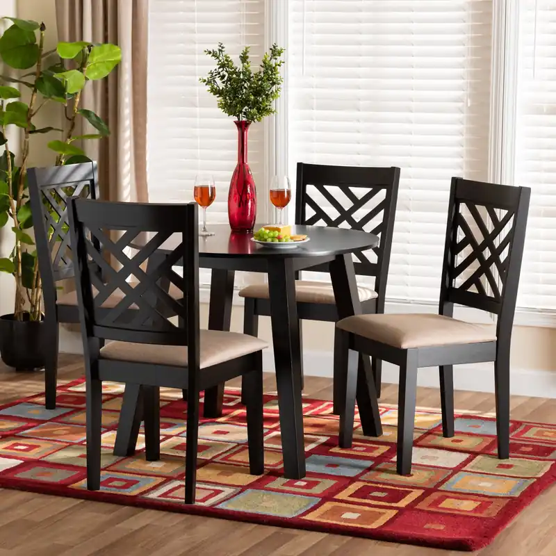 Buy Direct Baxton Studio Ellie Modern Beige Fabric and Dark Brown Finished Wood 5