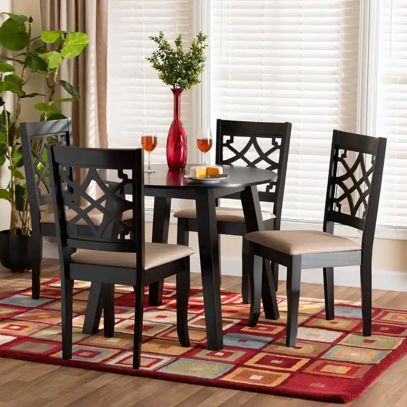 Baxton Studio Thea Modern Beige Fabric and Dark Brown Finished Wood 5- Free Returns