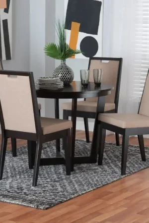Baxton Studio Ana Modern Beige Fabric and Dark Brown Finished Wood 5-P Grab Now
