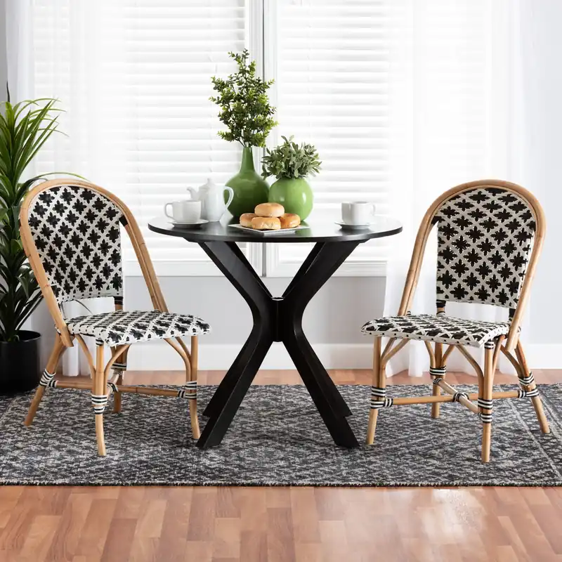New Release Baxton Studio bali & pari Ambre Modern French Black and White Weaving