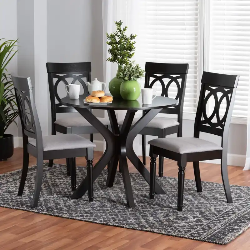 Baxton Studio Jessie Modern Grey Fabric and Dark Brown Finished Wood 5 Mega Sale