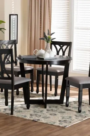 Baxton Studio Aggie Modern Grey Fabric and Dark Brown Finished Wood 5- Exclusive