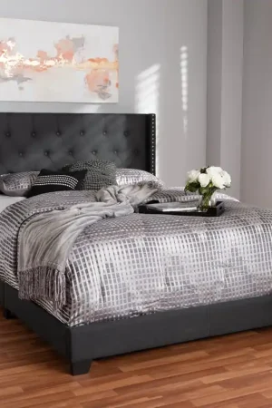 While Supplies Last Baxton Studio Brady Modern and Contemporary Charcoal Grey Fabric Uphol