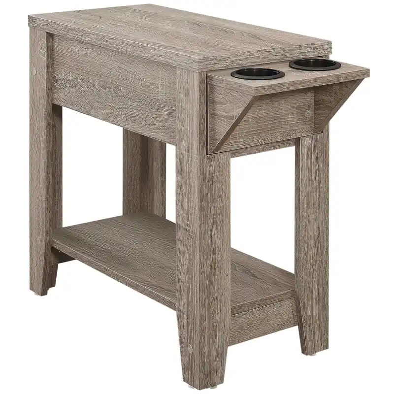 Worldwide Shipping Taupe Wood End Table With Shelf By Homeroots