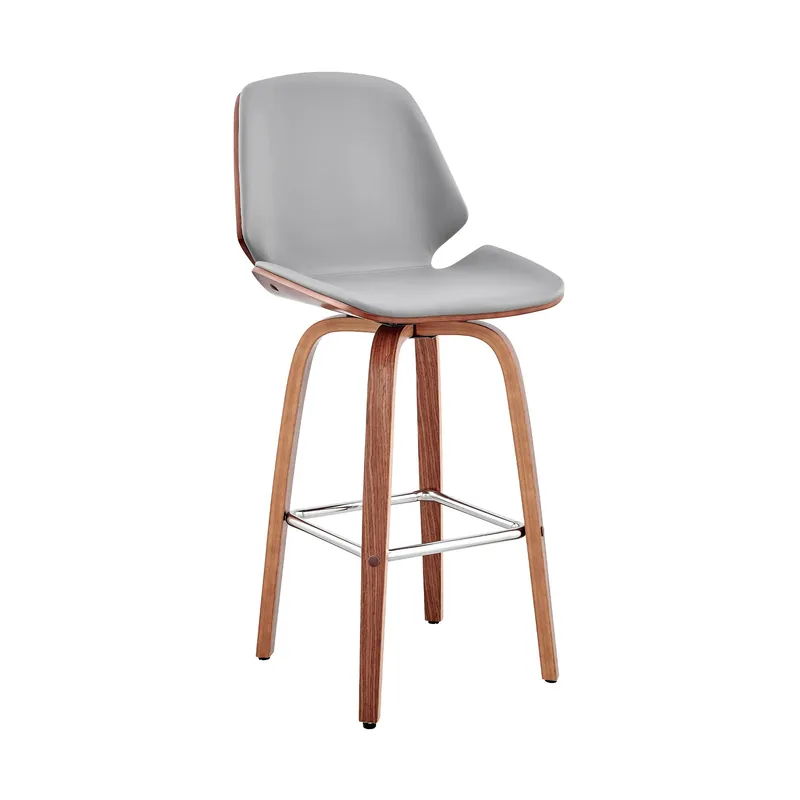 Factory Price Gray And Brown Swivel Counter Height Bar Chair By Homeroots
