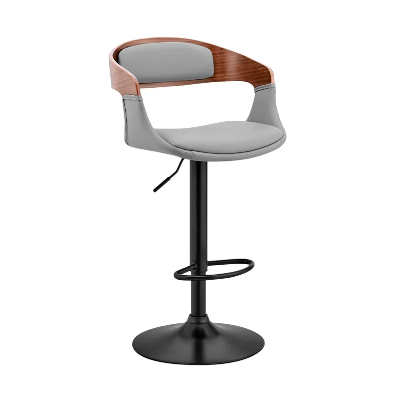 Exclusive Gray And Black Iron Swivel Low Back Adjustable Height Bar Chair By Hom