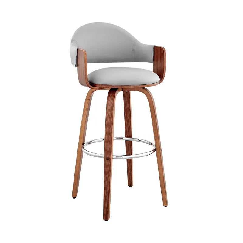 Gray And Brown Swivel Low Back Bar Height Bar Chair By Homeroots Final Sale