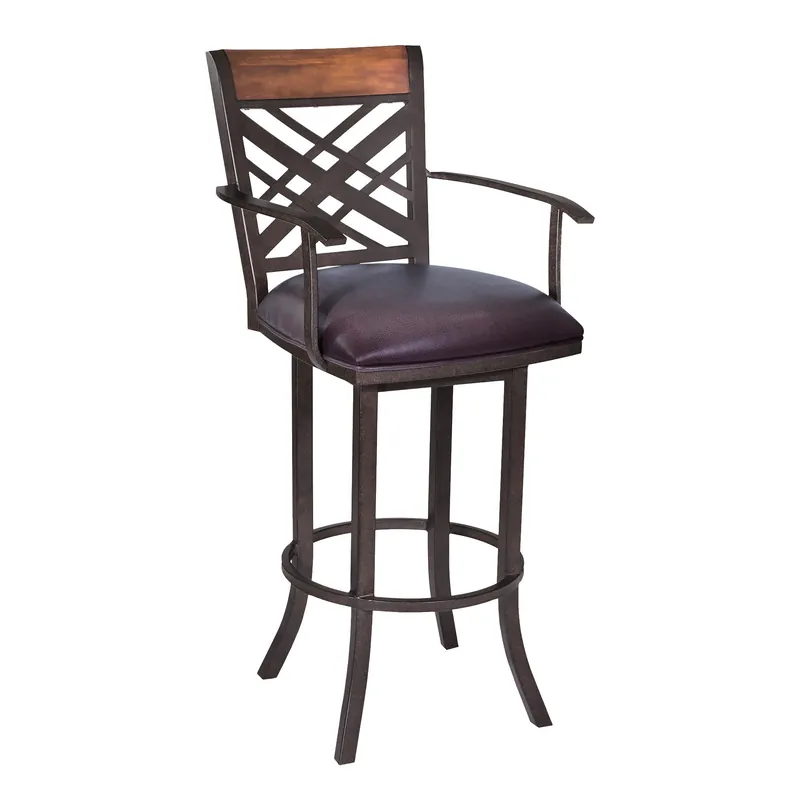 Brown Faux Leather And Iron Bar Height Bar Chair By Homeroots New Arrival
