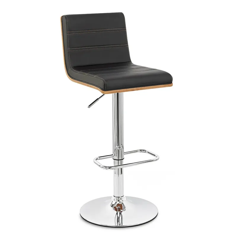 Final Sale Black and Silver Fabric and Iron Low Back Adjustable Height Swivel Bar