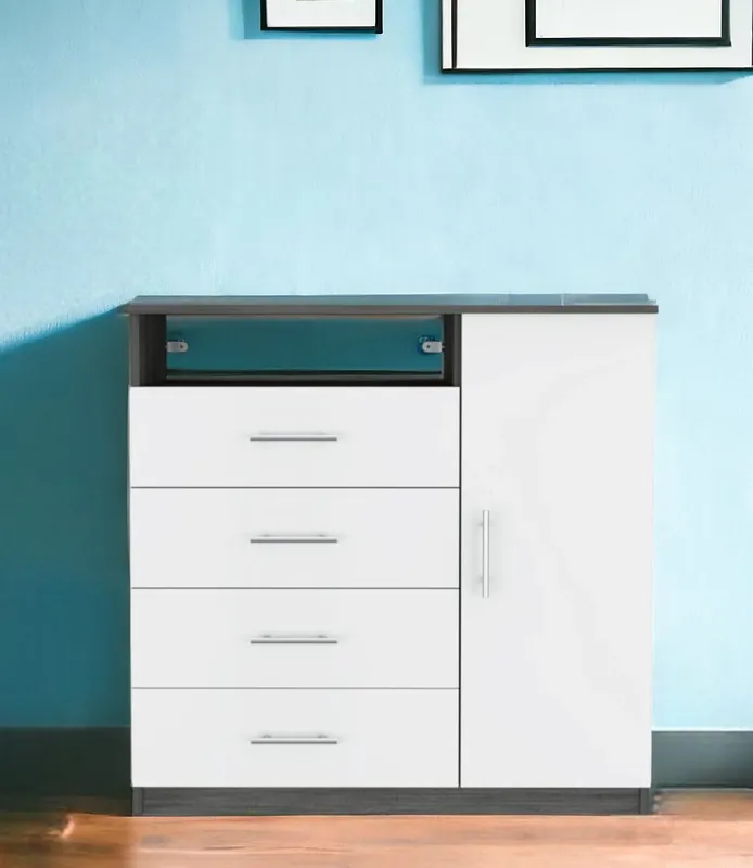 Gray and White Four Drawer Dresser By Homeroots Weekend Sale