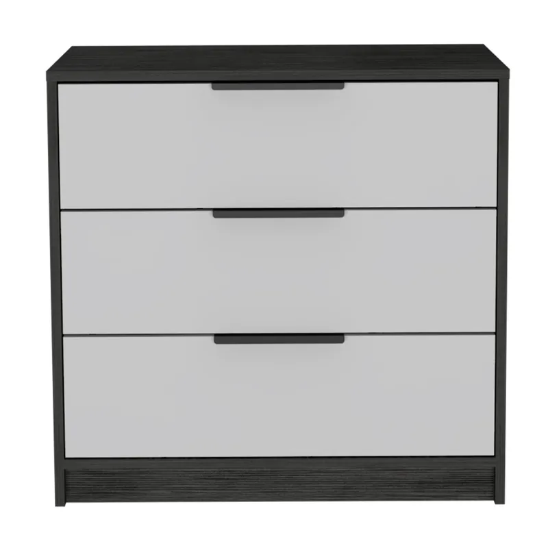 Handmade White And Smokey Oak Manufactured Wood Three Drawer Dresser By Homeroo