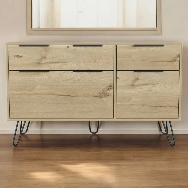 Brown and Black Four Drawer Double Dresser By Homeroots Same Day Shipping