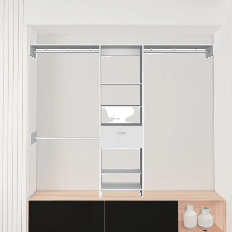 Crafted White Manufactured Wood Standard With Five Shelves And One Drawer By H