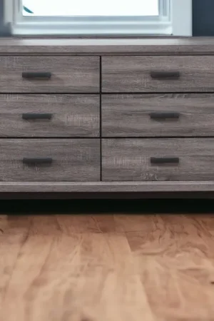 Worldwide Shipping Gray Solid and Manufactured Wood Six Drawer Double Dresser By Homeroot
