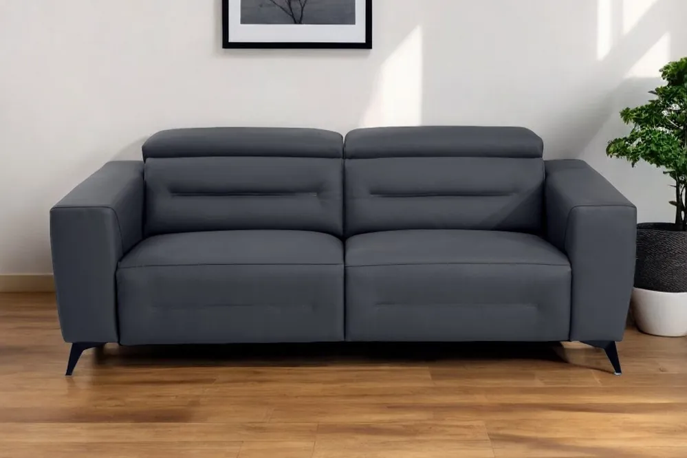 Gray Italian Leather USB Reclining Sofa With Black Legs By Homeroots New Arrival