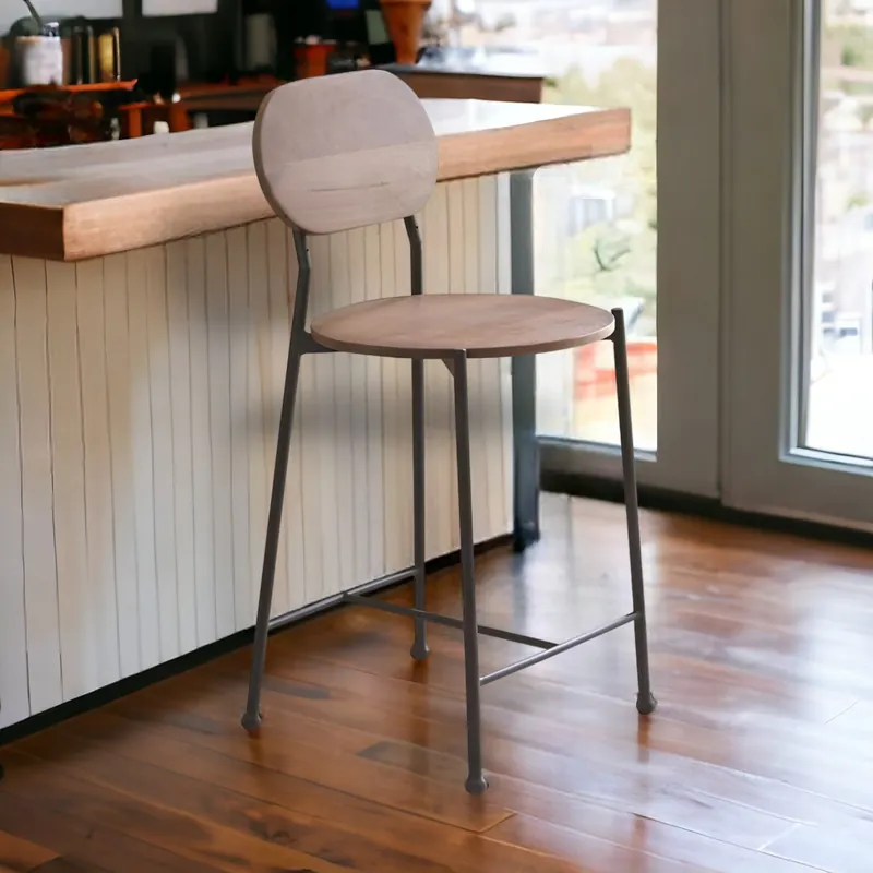 Brown And Black Iron Low Back Bar Height Bar Chair By Homeroots Money Back Guarantee
