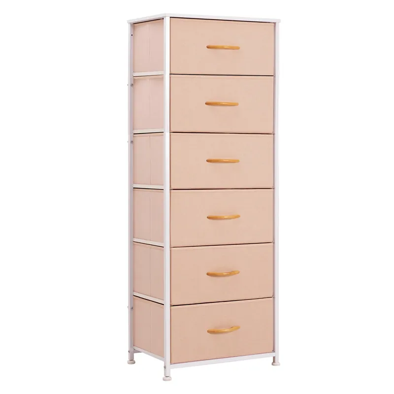 Special Offer Pink and White Steel and Fabric Six Drawer Chest By Homeroots