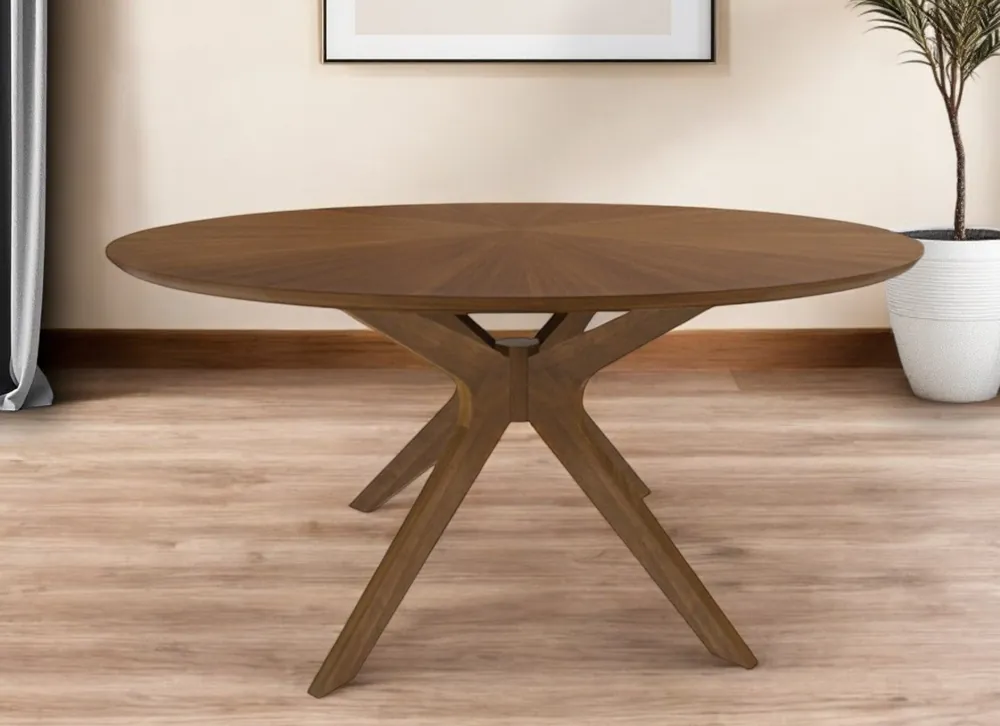 Brown Rounded Pedestal Base Dining Table By Homeroots Exclusive Offer