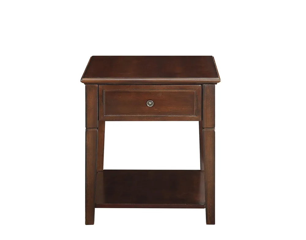 Hot Picks Walnut Manufactured Wood Rectangular End Table With Drawer And Shelf B
