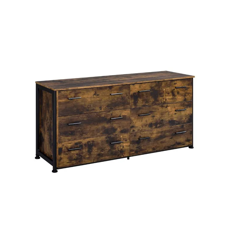 Brown and Black Six Drawer Double Dresser By Homeroots Today Only