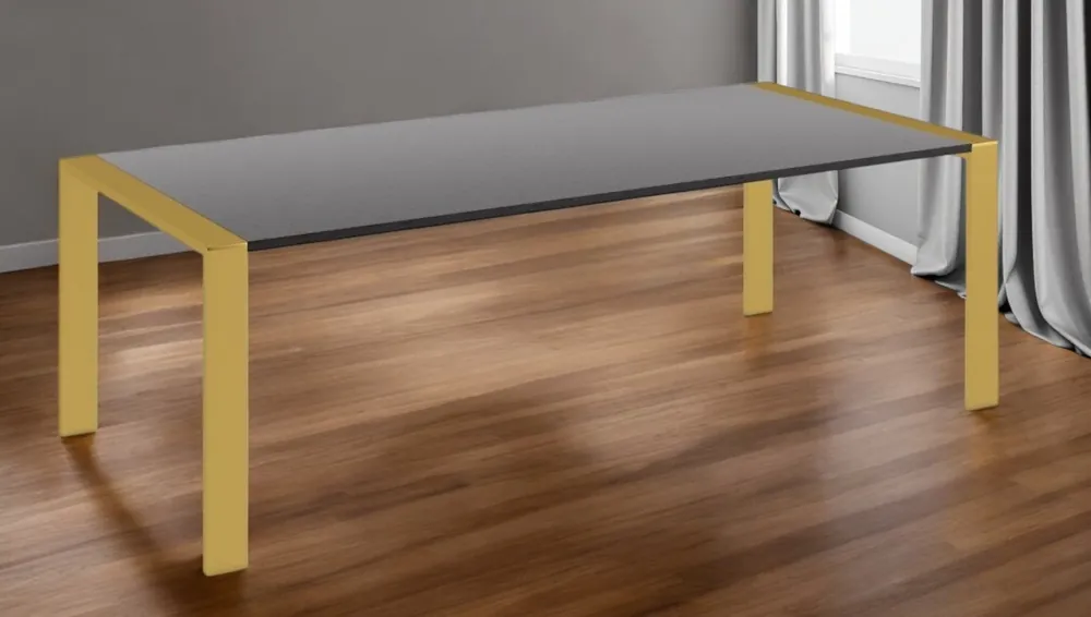 Final Sale Gray And Brass Stainless Steel Dining Table By Homeroots