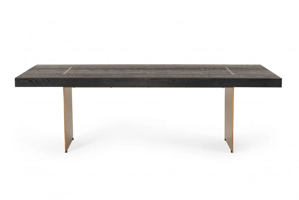 Dark Brown And Brass Metal Sled Base Dining Table By Homeroots Big Sale