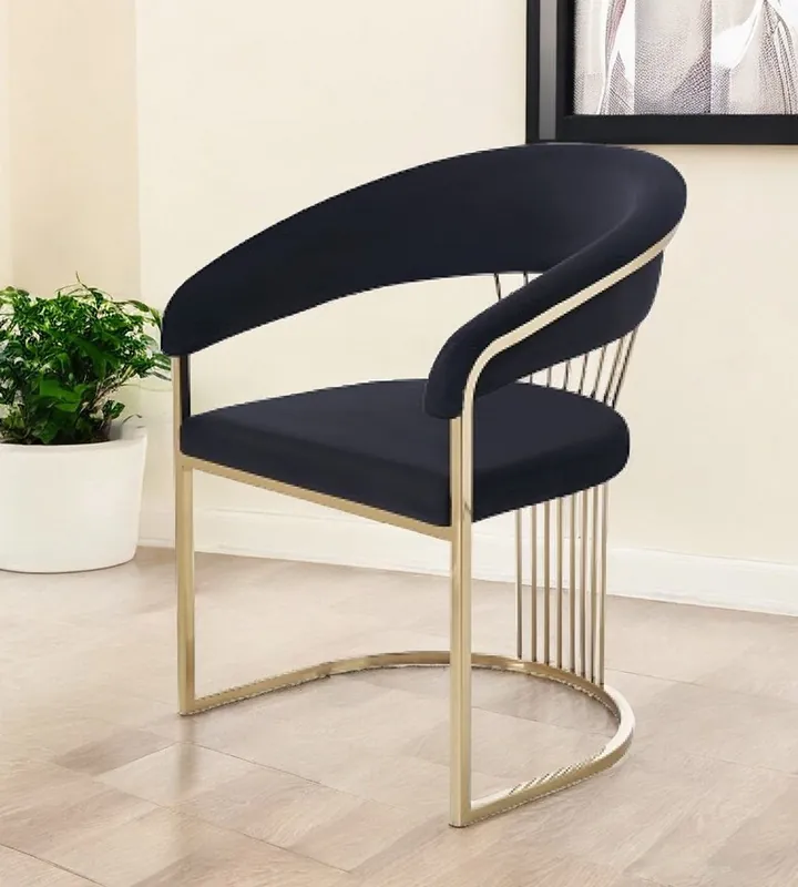 One Day Deal Black And Gold Upholstered Velvet Open Back Dining Arm Chair By Homero