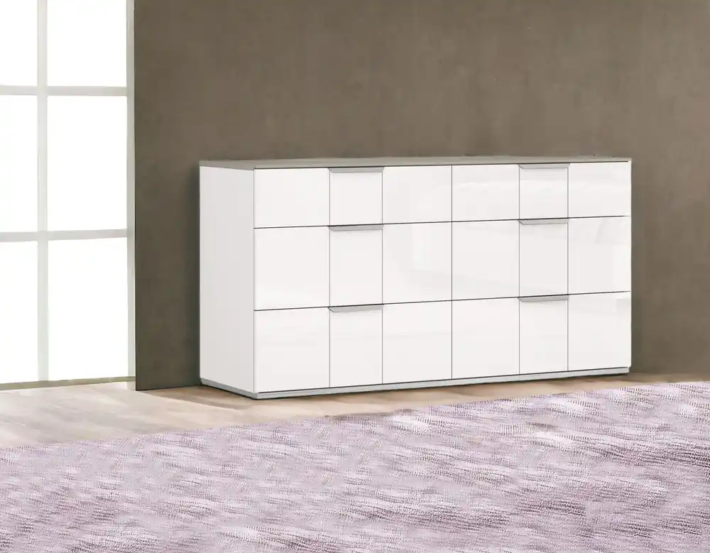 White Six Drawer Double Dresser By Homeroots Authentic
